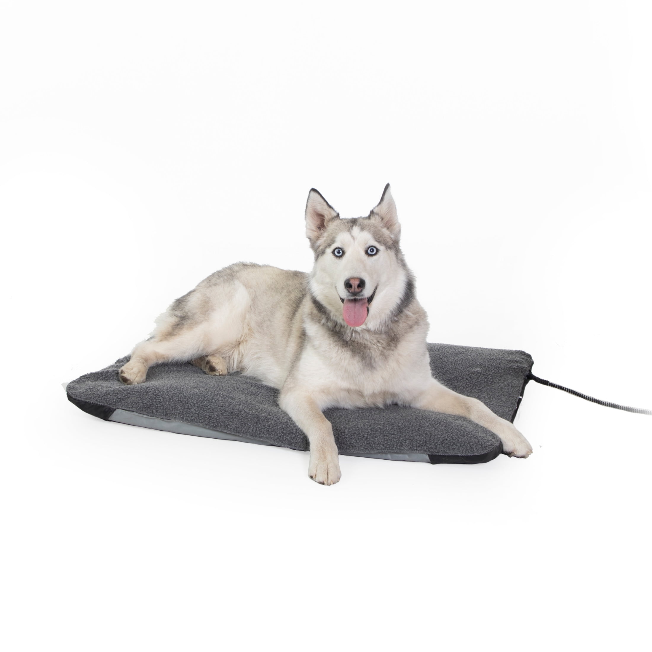 Large Gray Orthopedic Heated Outdoor Pet Bed with Washable Cover