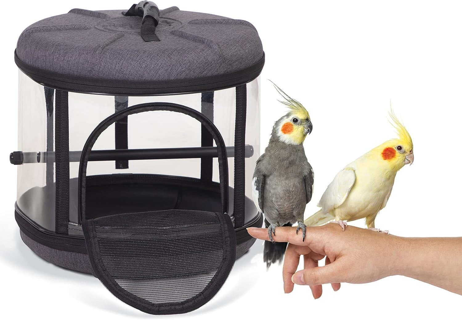 K H Pet Products Mod Bird Carrier Travel Cage with Stand 360 View Transparent Breathable Pet Bird Travel Carrier with Removable Bird Perch Gray Clear 17 X 17 X 15.5 Inches Walmart