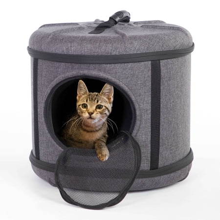 K&H Pet Products Mod Capsule Soft-Sided Pet Carrier for Cats Classy Gray 17 X 17 X 15.5 Inches