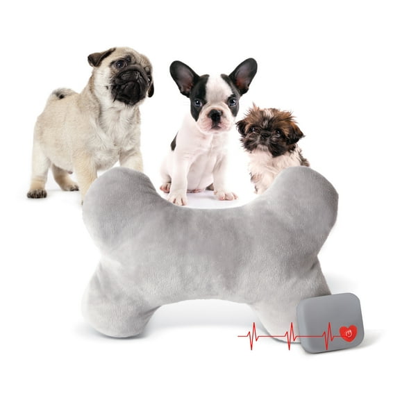 K&H Pet Products Mother's Heartbeat Calming Dog Toy Bone Pillow Gray Small Breed Heartbeat 8 Inch