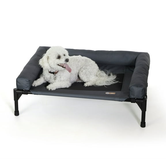 K&H Pet Products Original Bolster Pet Cot Elevated Pet Bed Charcoal/Black Mesh Medium 32 X 25 X 7 Inches