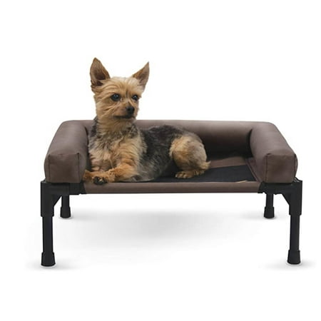 K&H Pet Products Original Bolster Pet Cot Elevated Pet Bed Chocolate/Black Mesh Small 22 X 17 X 7 Inches