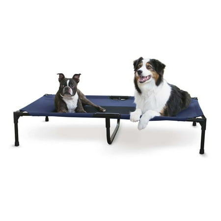 K&H Pet Products Original Pet Cot Elevated Dog Bed Blue/Black Mesh X-Large 50 X 32 X 9 Inches