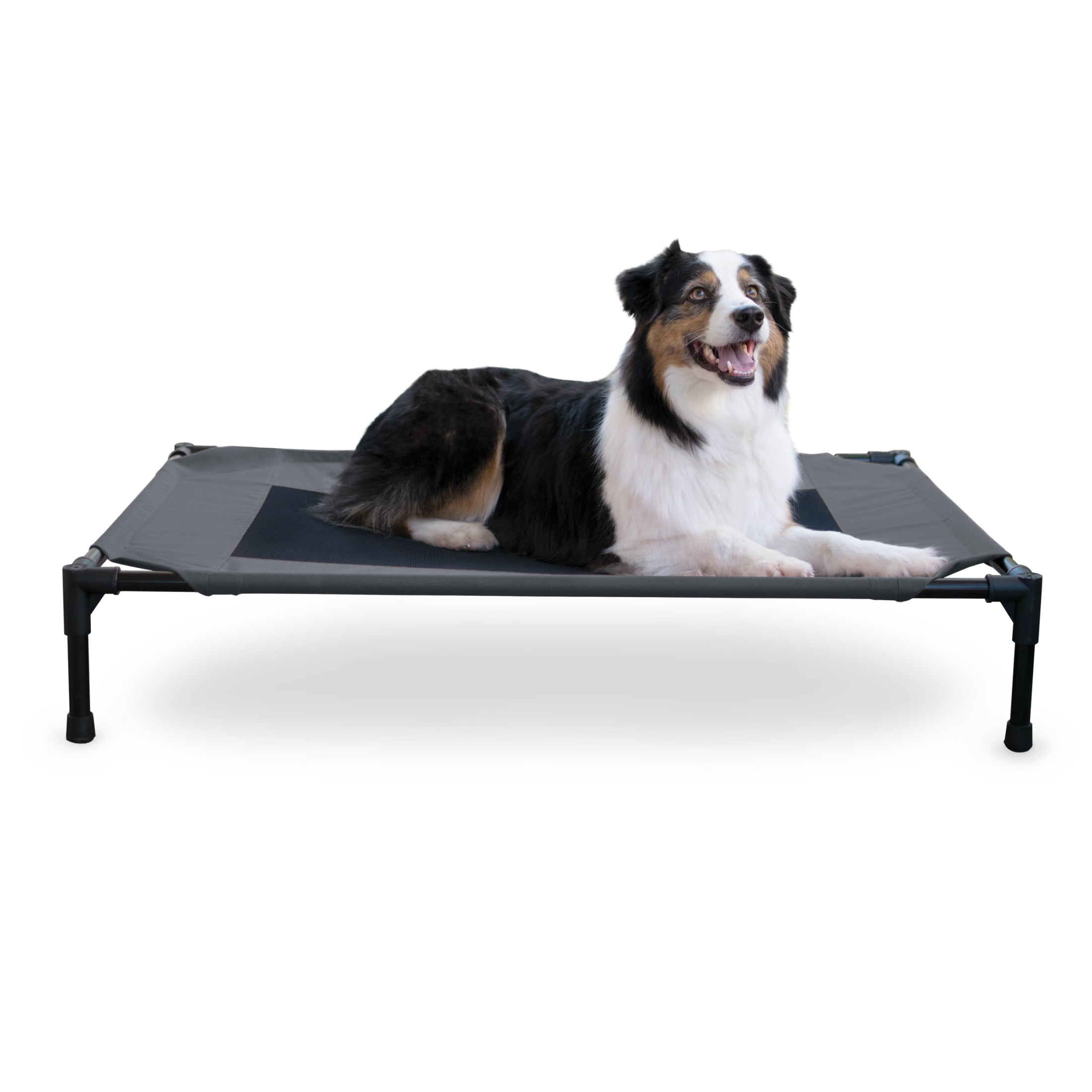 K&H Pet Products Original Pet Cot Elevated Dog Bed Charcoal/Black Mesh Large 42 X 30 X 7 Inches