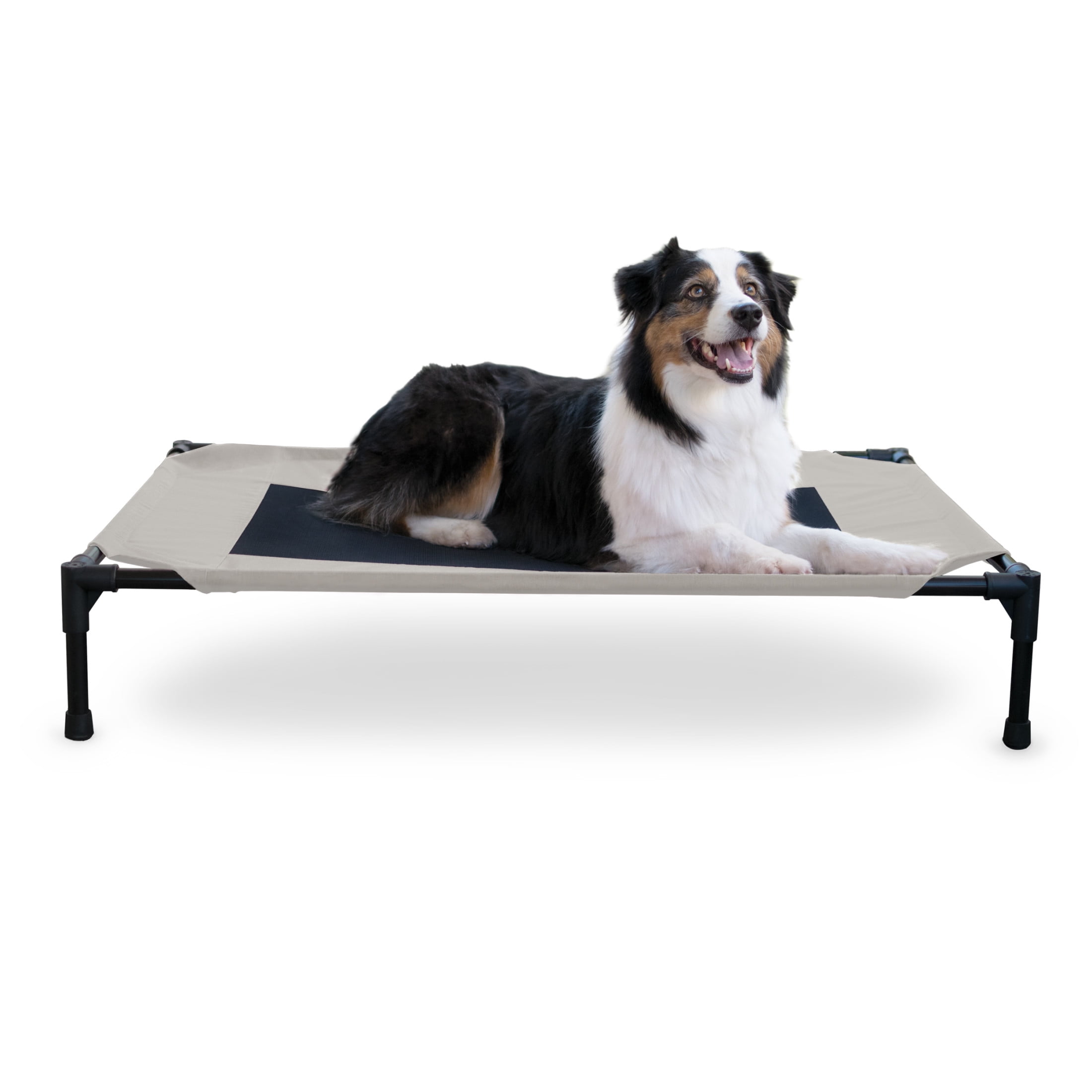 Large Taupe and Black Mesh Elevated Orthopedic Outdoor Pet Cot