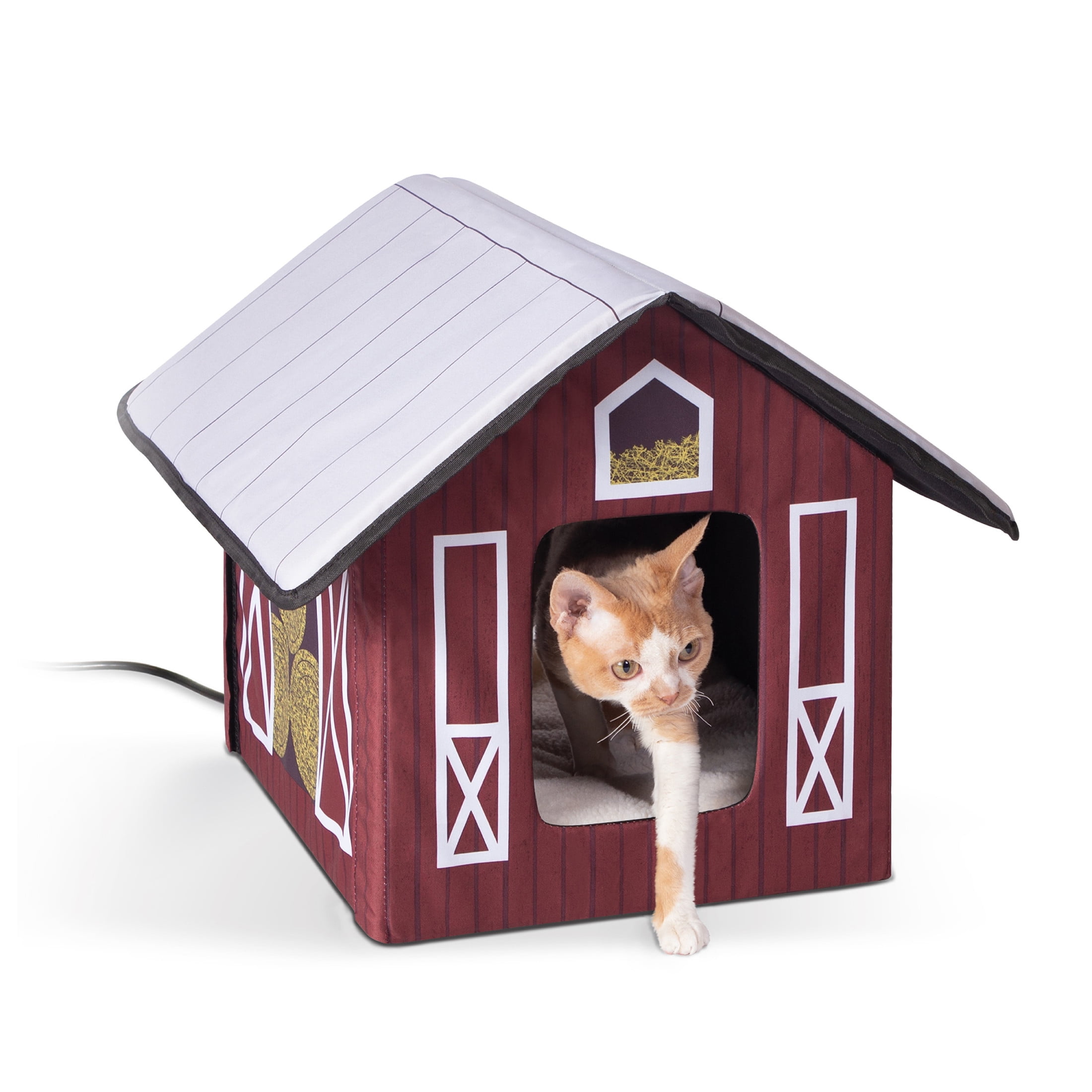 K&H Pet Products Outdoor Heated Kitty House Cat Shelter Barn Design 19 X 22 X 17 Inches