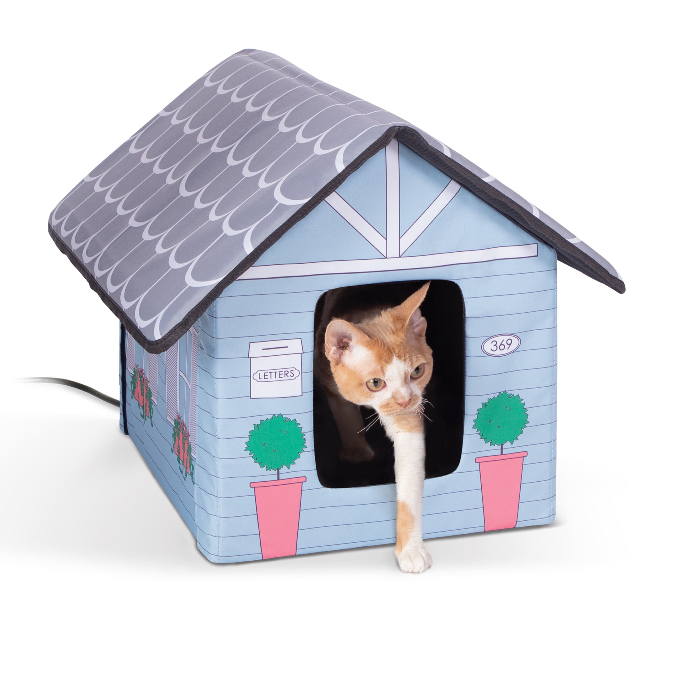 Free Shipping K H Pet Products Outdoor Heated Kitty House Cat Shelter Cottage Design 19 X 22 X 17 Inches Walmart