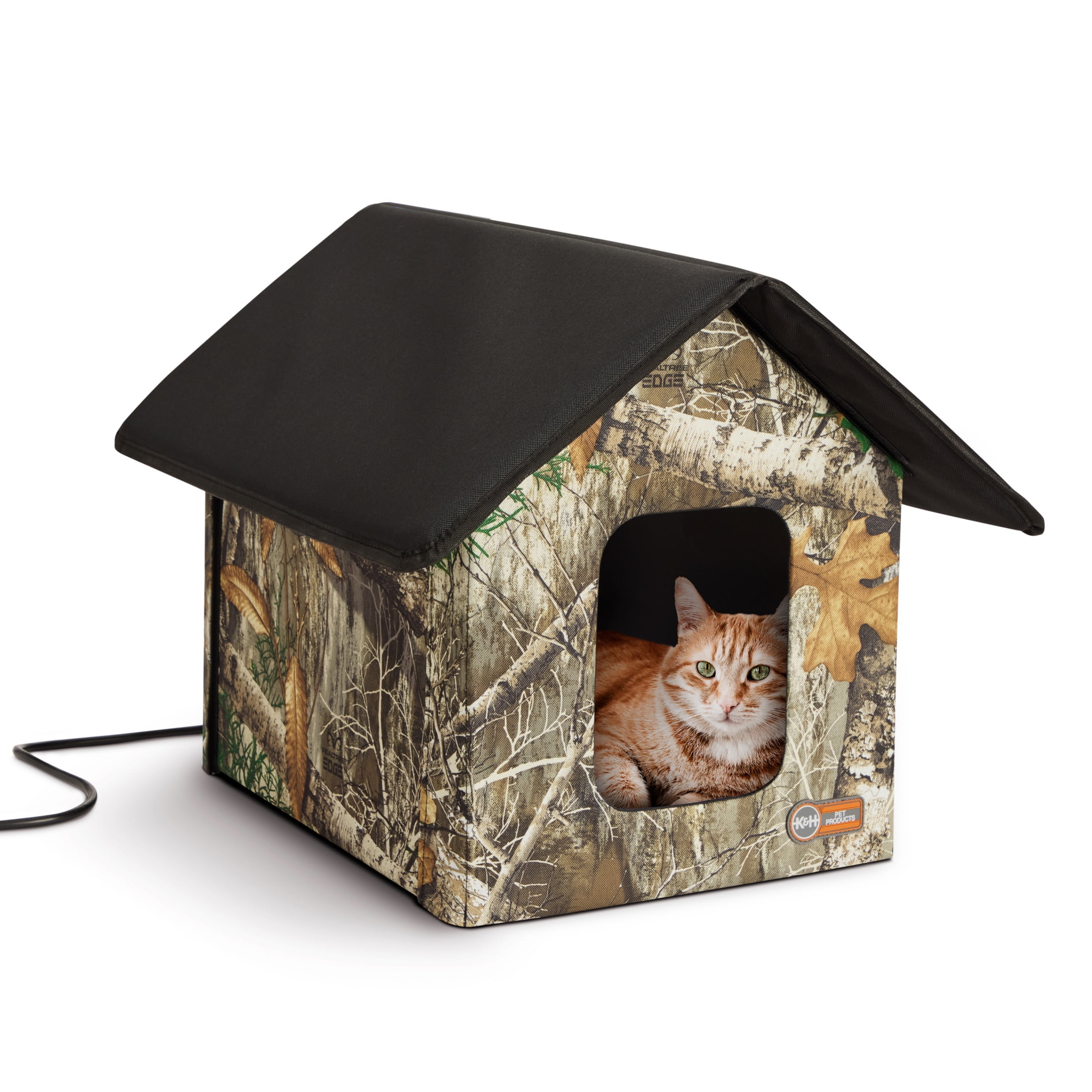 K&H Pet Products Outdoor Heated Kitty House Cat Shelter Camo 22 X 19 X 17 Inches