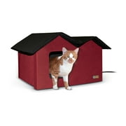 K&H Pet Products Outdoor Heated Kitty House Extra-Wide Red/Black 26.5 X 21.5 X 15.5 Inches