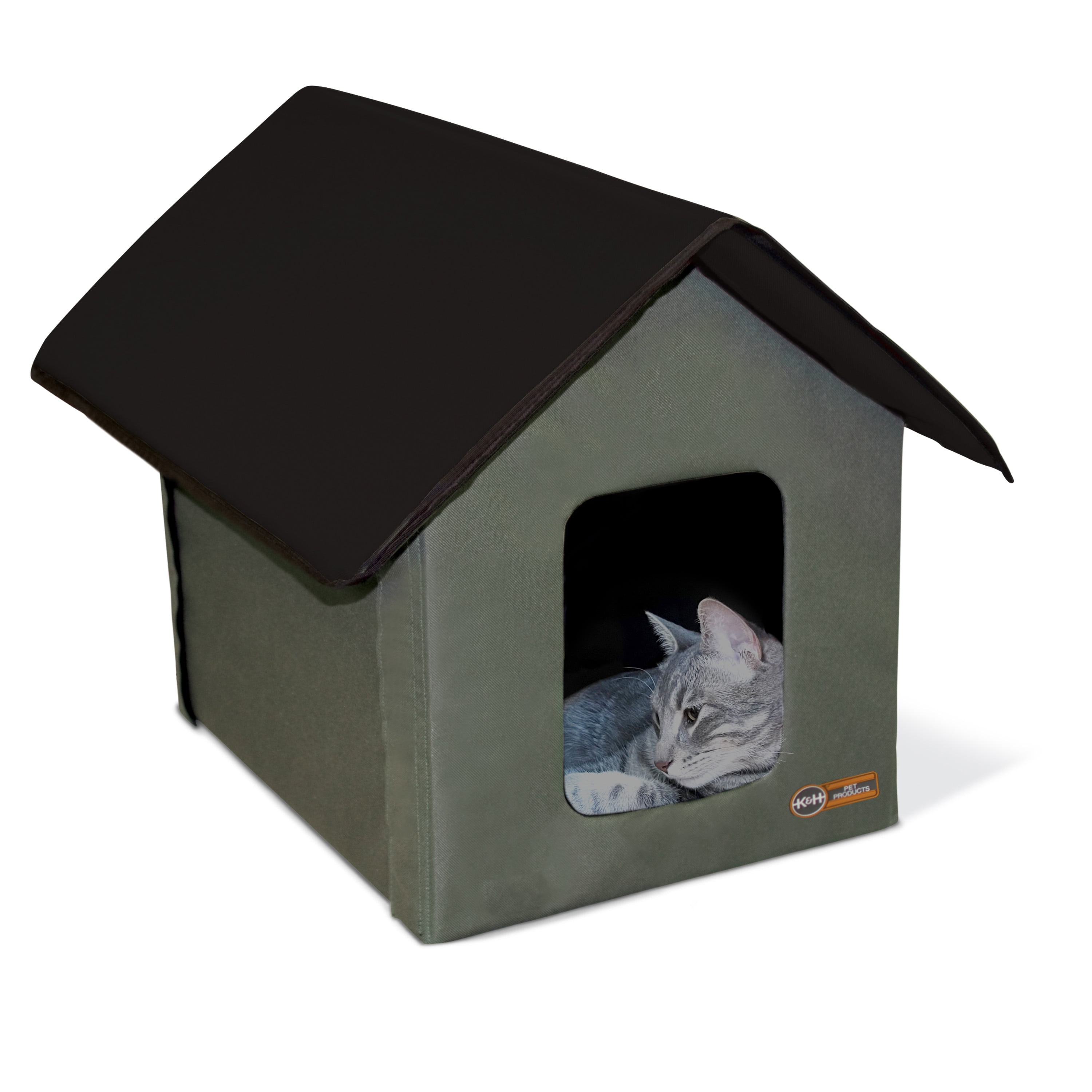 K&H Pet Products Outdoor Kitty House Cat Shelter (Unheated) Olive/Black