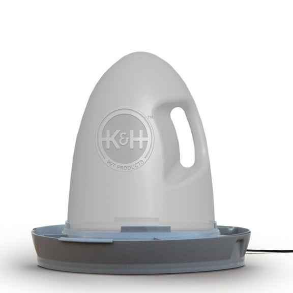 K&H Pet Products Poultry Waterer Heated Chicken Waterer Gray 2.5 Gallons