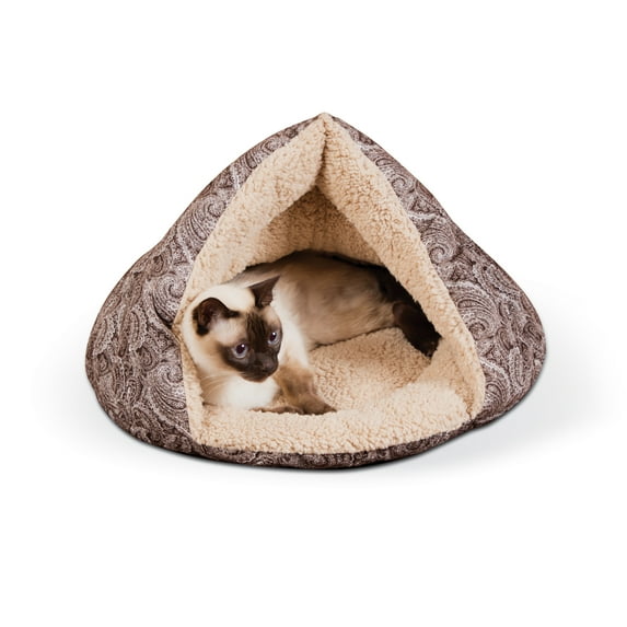 K&H Pet Products Self-Warming Hut Pet Bed Brown Small 18 X 19 Inches
