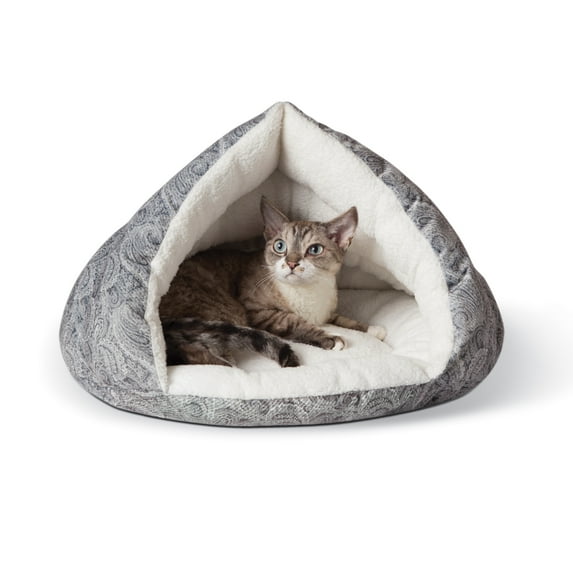 K&H Pet Products Self-Warming Hut Pet Cave Bed Gray Small 18 X 19 Inches