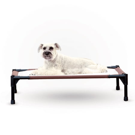 K&H Pet Products Self-Warming Pet Cot Elevated Pet Bed Chocolate/Fleece Large 42 X 30 X 7 Inches