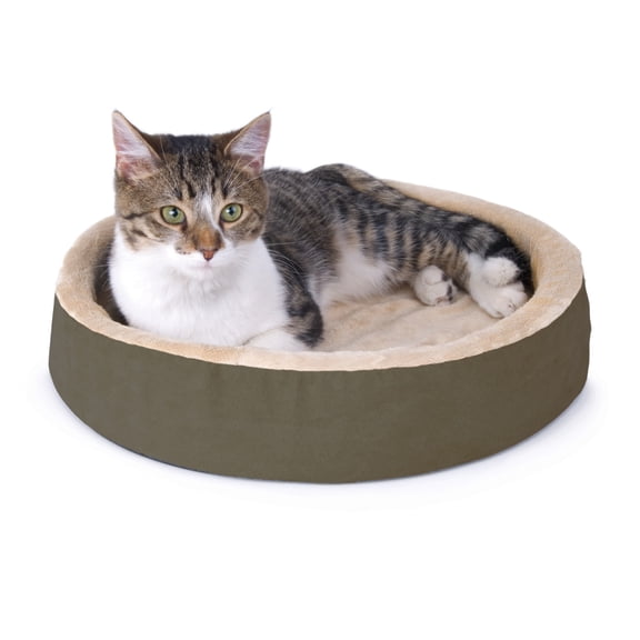 K&H Pet Products Thermo-Kitty Indoor Heated Cuddle Up Pet Bed Mocha 16 Inches