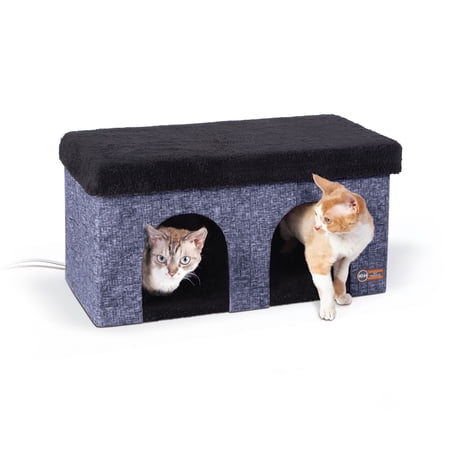 K&H Pet Products Thermo-Kitty Duplex Classy Navy 12 X 24 X 12 Inches