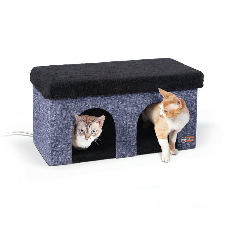 K&H Pet Products Thermo-Kitty Duplex Classy Navy 12 X 24 X 12 Inches 