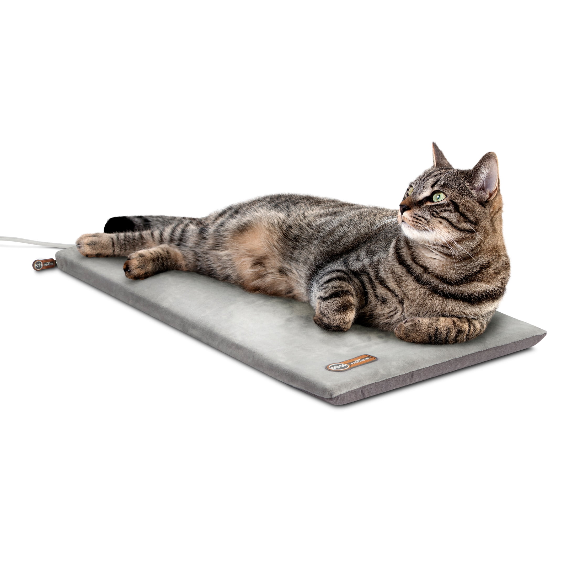 Gray Heated Foam Cat Mat with Thermostat Control