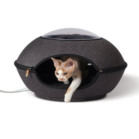 K&H Pet Products Thermo Lookout Pod Heated Cat Bed Classy Gray 22 Inches