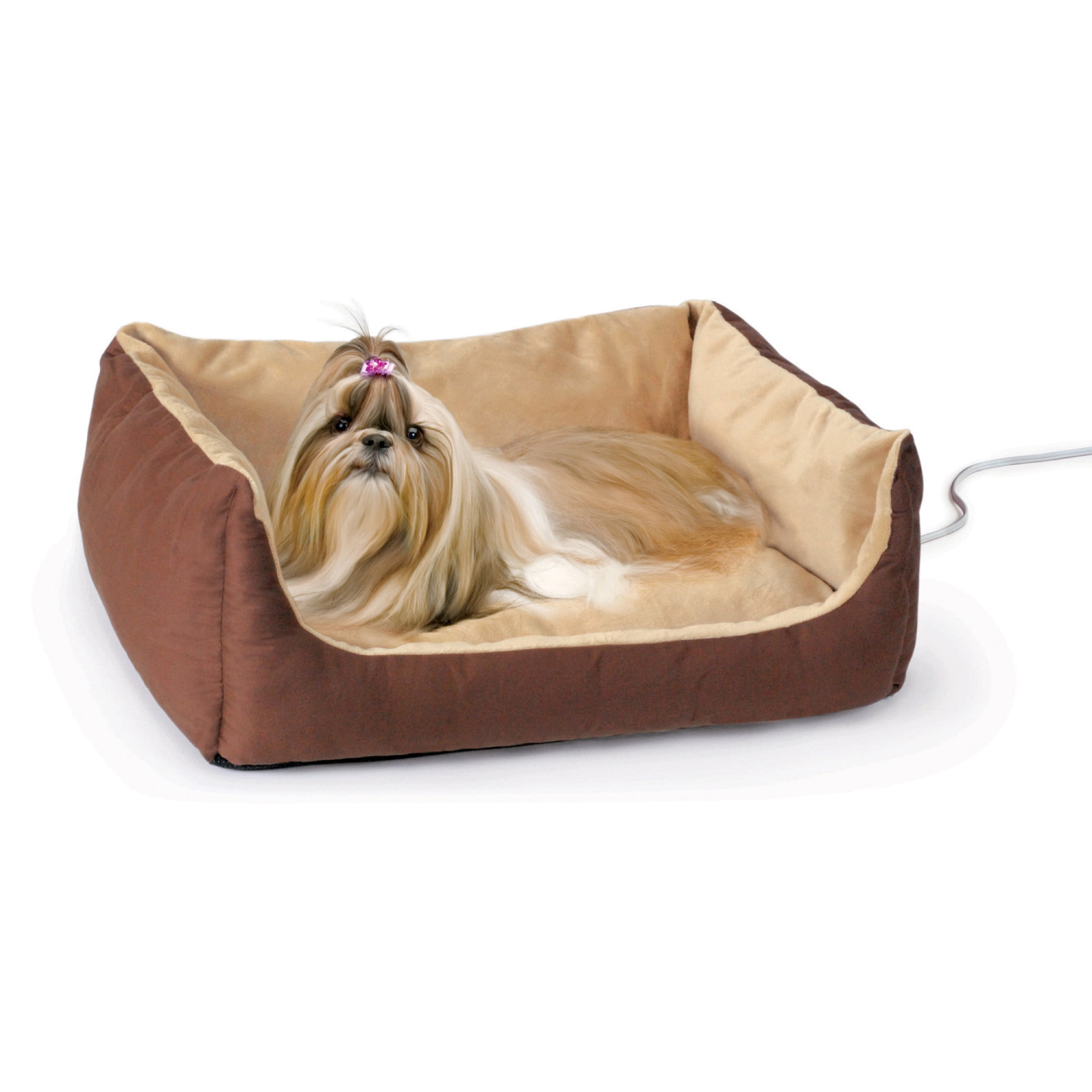 K&H Pet Products Thermo-Pet Cuddle Cushion Heated Pet Bed Mocha/Tan 14 X 23 Inches
