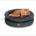 thumbnail image 1 of K&H Pet Products Thermo Pet Cuddler Indoor Heated Donut Cat Bed Gray 22 X 7 Inches, 1 of 9