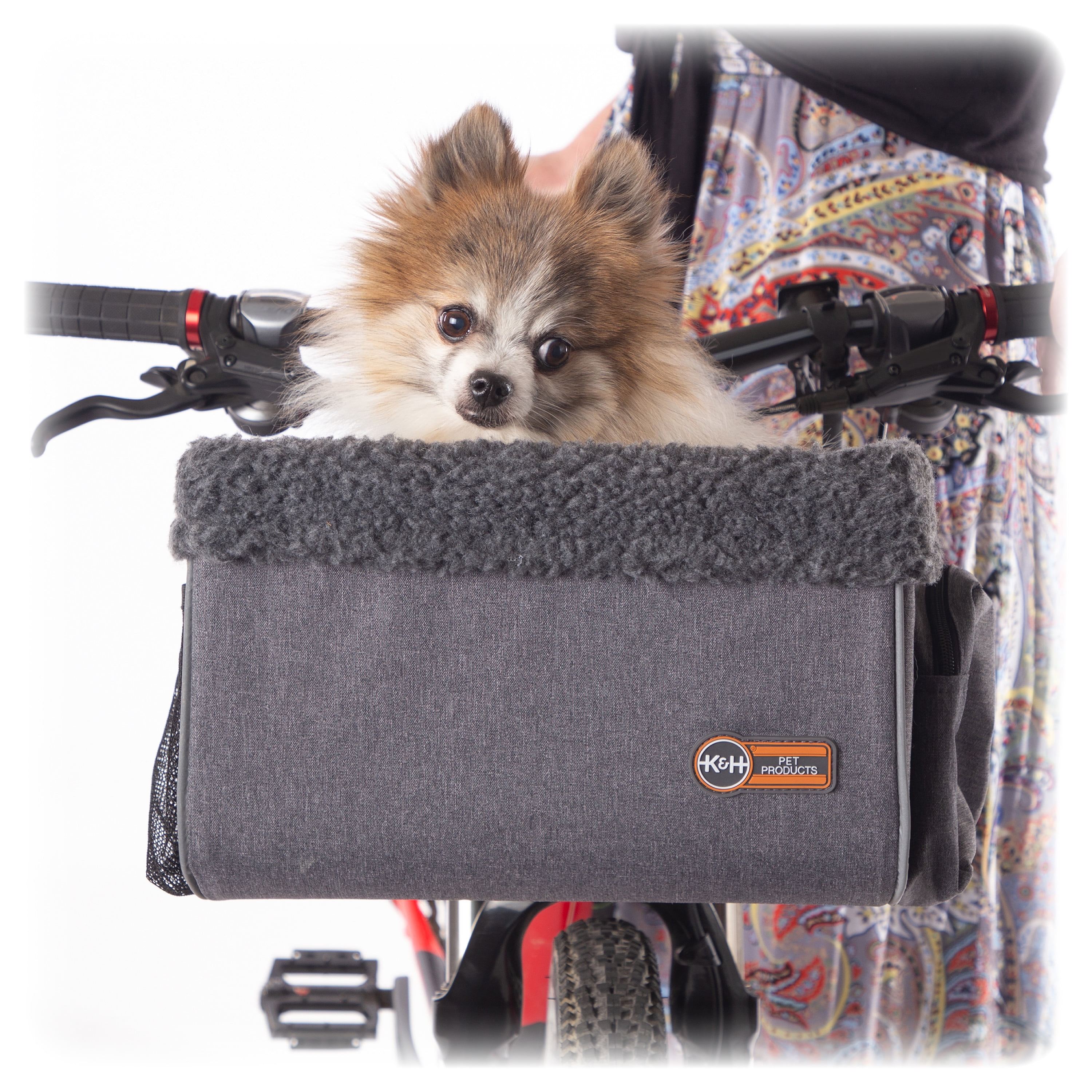 K H Pet Products Travel Bike Basket for Pets Classy Gray Small 9 X