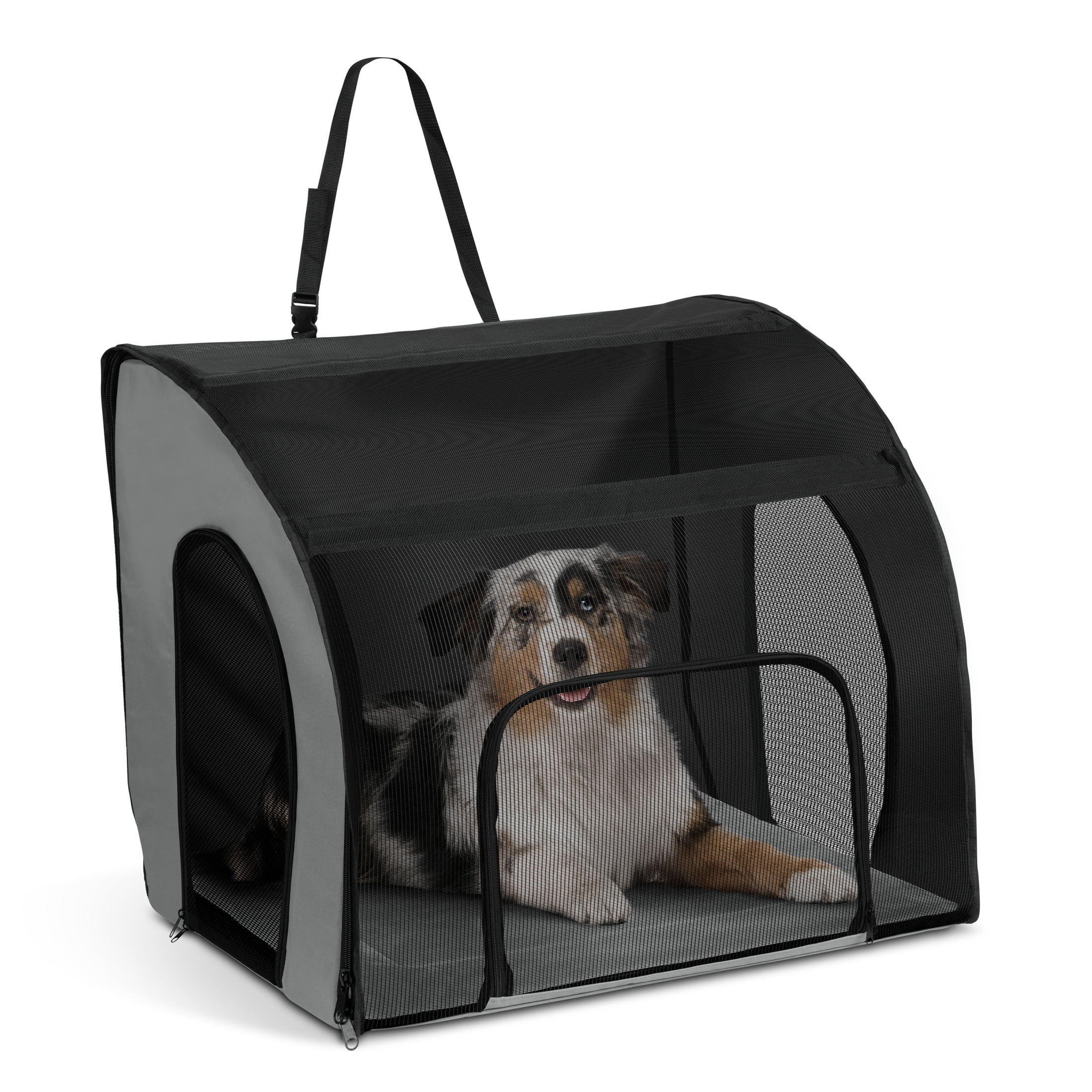 Large Gray and Black Soft-Sided Pet Travel Carrier