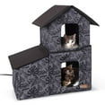 thumbnail image 1 of K&H Pet Products Two-Story Outdoor Kitty House with Dining Room Heated Gray Leaf 22 X 27 X 27 Inches, 1 of 11