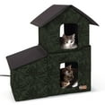 thumbnail image 1 of K&H Pet Products Two-Story Outdoor Kitty House with Dining Room Heated Green Leaf 22 X 27 X 27 Inches, 1 of 11