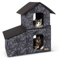 thumbnail image 1 of K&H Pet Products Two-Story Outdoor Kitty House with Dining Room Unheated Gray Leaf 22 X 27 X 27 Inches, 1 of 9