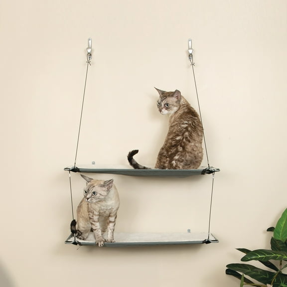 K&H Pet Products Wall Mount Cat Shelf Double Level Natural 23 X 12 Inches