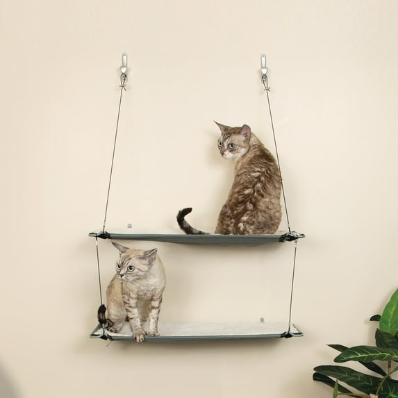 K&H Pet Products Wall Mount Cat Shelf Double Level Natural 23 X 12 Inches