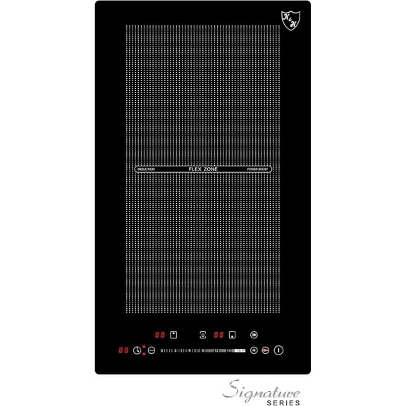 K&H SIGNATURE SERIES 2 Burner 12 Inch Built-in FLEX Electric Stove Top Ceramic Cooktop 220V 3400W IN12-3400FLX