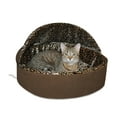 thumbnail image 1 of K&H Pet Products Thermo-Kitty Bed Deluxe Indoor Heated Cat Bed Mocha/Leopard Small 16 Inches, 1 of 9