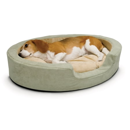 K&H Pet Products Thermo-Snuggly Sleeper Heated Dog Bed Sage/Tan Medium 26 X 20 X 5.5 Inches