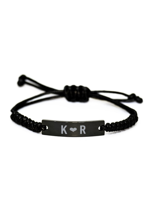 K Heart R Bracelet K and R Initial Letters for Men Couple Personalized Name Monogram Anniversary Christmas Wife Husband
