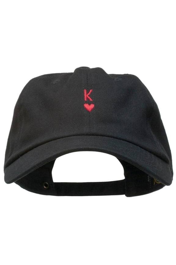 K Heart Symbol Embroidered Washed Cap - Black OSFM