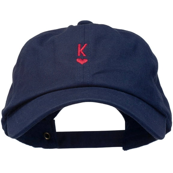 K Heart Symbol Embroidered Washed Cap - Navy OSFM