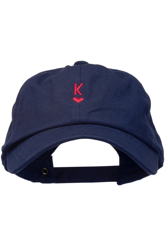 K Heart Symbol Embroidered Washed Cap - Navy OSFM