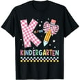thumbnail image 1 of K Is For Kindergarten Teacher Coquette Bow Back to School T-Shirt,Black, 1 of 8