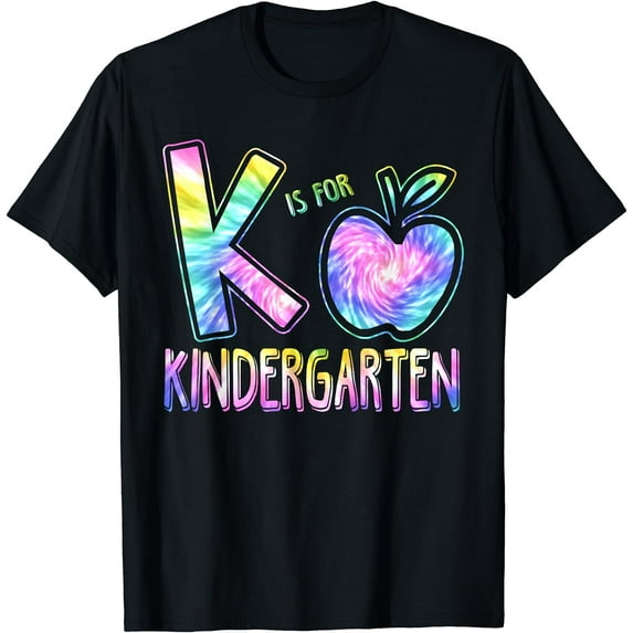 K Is For Kindergarten Teacher Tie Dye Back to School Kinder T-Shirt Black X-Large