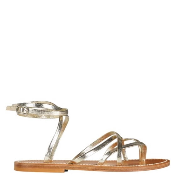 K Jacques Metallic Leather Zenobie Flat Sandals, Brand Size 35 (US Size 5)