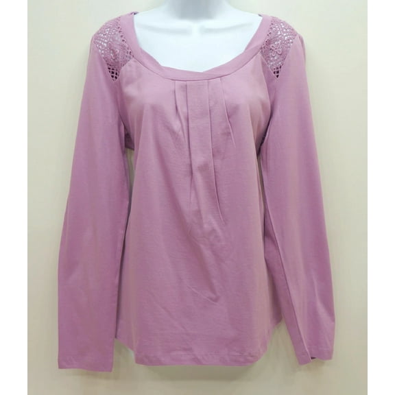 K. Jordan Lavender Long Sleeve Lace Knit Top Shirt, Women's Plus Size 1X