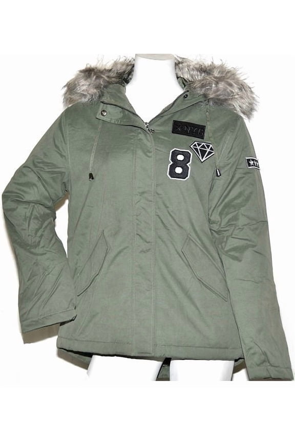 Women's Anorak Jacket With Patches in Olive - S