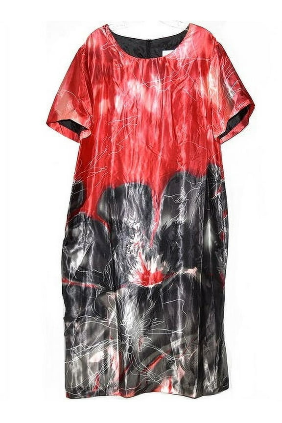 Women's Bold Floral Jacket Dress in Red Multi Grey - 12