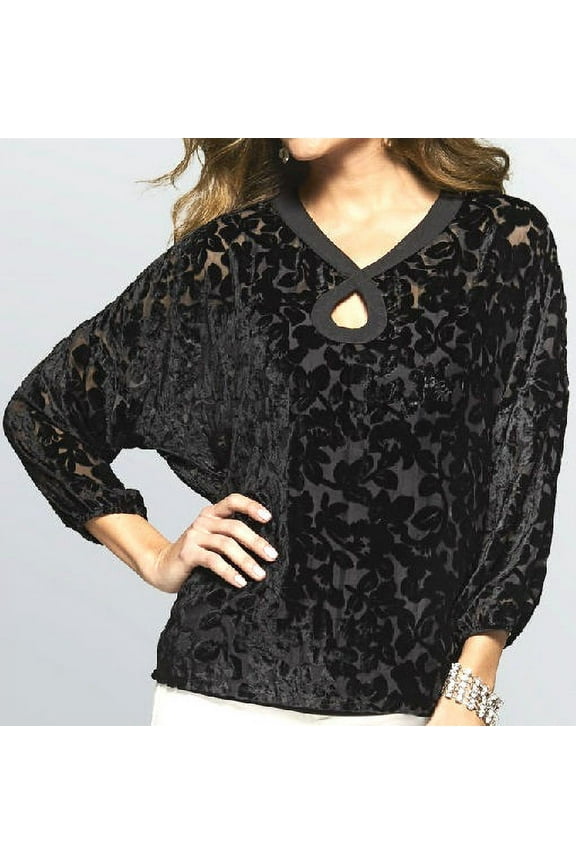 Women's Burnout Keyhole Top in Black - Large