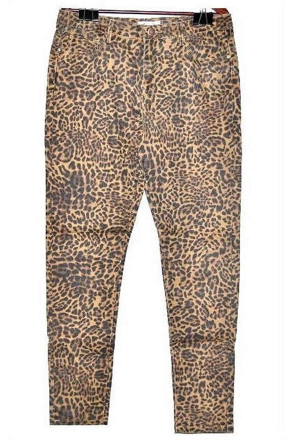 Women's Colored Denim Skinny Pants in Leopard - 18