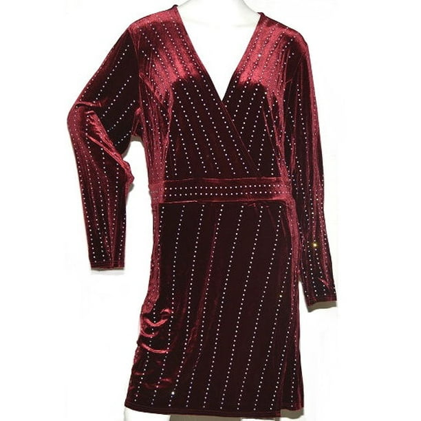 K. Jordan Women s Velvet Rhinestone Dress in Wine 3X Walmart Business Supplies