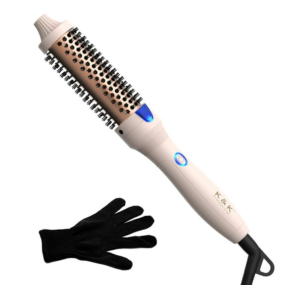 K&K 1.25 Inch Heated Curling Brush Ceramic Tourmaline Ionic Curling Iron Volumizing Hot Brush Create Root Volume & Loose Curls, Volume Curls Ceramic Tourmaline Ionic Round Brush Volumizer