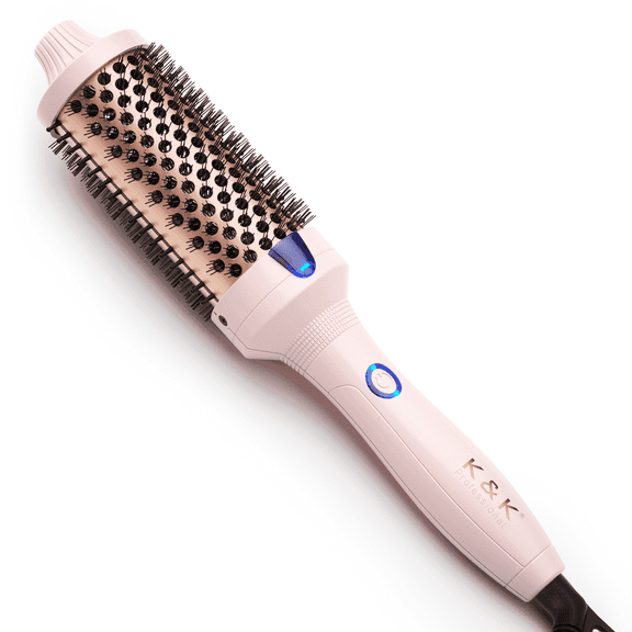 K&K 1.77 Inch Heated Curling Brush Ceramic Tourmaline Ionic Curling Iron Volumizing Hot Brush Create Root Volume & Loose Curls, Volume Curls Ceramic Tourmaline Ionic Round Brush Volumizer